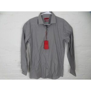 Hugo Boss Shirt Mens 15.5 32/33 Gray Slim Fit Dress Button Front Red Label